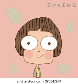 Illustration cute boy wearing spring clothes.