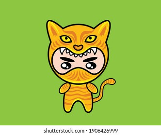 Illustration of cute boy wearing tiger costume