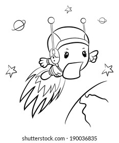 An illustration of a cute boy-astronaut.
