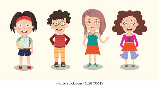 Illustration of Cute boys and girls. Vector Illustration 