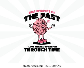 Illustration Of A Cute Brain Character With Expressions, Featuring A Handwritten And Retro Style, Suitable For Posters And Stickers.