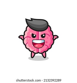 the illustration of cute brain doing scare gesture , cute style design for t shirt, sticker, logo element