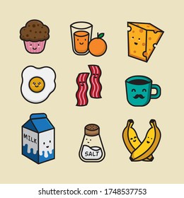 Illustration of Cute Breakfast Vector The Concept of Isolated Technology. Flat Cartoon Style Suitable for Landing Web Pages, Banners, Flyers, Stickers, Cards