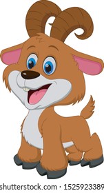Illustration of Cute brown goat cartoon smiling