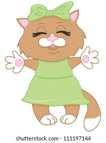 An illustration of cute brown kitten