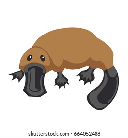 Illustration of a cute brown platypus with duck beak in vector