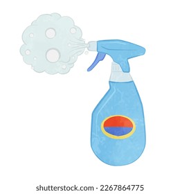 Ilustración de una botella de un limpiador de burbujas linda