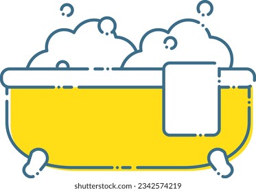 Illustration einer süßen Badewanne mit Blasenbildung