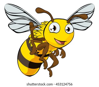An illustration of a cute bumble bee cartoon character 