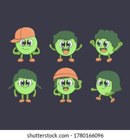 Illustration of cute bundle seedlings with various expressions