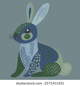 Illustration cute bunny beautiful harmonious combination of green shades