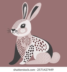 Illustration cute bunny a beautiful harmonious combination of warm shades