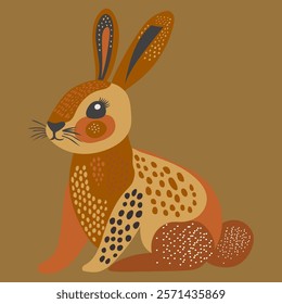 Illustration cute bunny is a beautiful harmonious combination of autumn colors