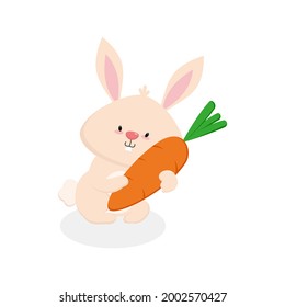 illustration of cute bunny carrying carrots. Use it for happy birthday invitation cards, t-shirt screen printing, children's book covers.