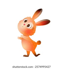 Illustration of a cute bunny or rabbit character looking curious. Baby Bunny animal design, colorful little rabbit for kids. Vector character design for children.