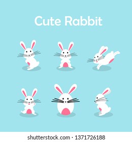 illustration of cute bunny or rabbit collection for easter day