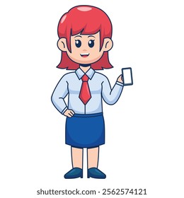 Illustration of Cute Businesswoman Character