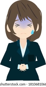 Illustration of a cute businesswoman having a stomachache
