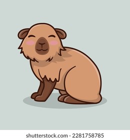 ilustración de un lindo animal capibara en estilo de dibujos animados, diseño de caracteres, diseño de stickers, diseño digital, ilustración, ilustración infantil, arte vectorial, ilustración digital y dibujo de líneas 