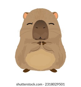 illustration of a cute capybara, vector with isolated background.