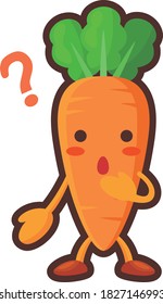 Illustration of a cute carrot character wondering