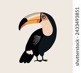 Illustration with cute cartoon abstract toucan 