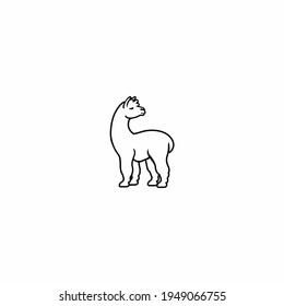 Illustration of cute cartoon alpaca isolated on white background. 
Cartoon llama icon logo