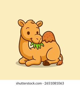 illustration of cute cartoon animal camel sit down