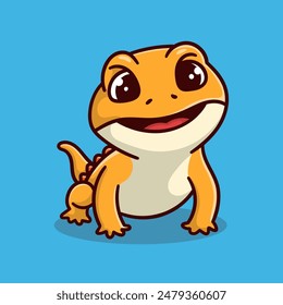 illustration cute cartoon animal gecko vector design