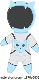 An illustration of cute cartoon astronaut with cat attribute