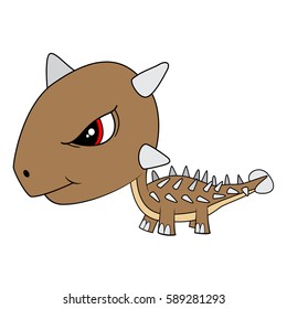 Illustration of Cute Cartoon Baby Ankylosaurus Dinosaur. Vector EPS 8.
