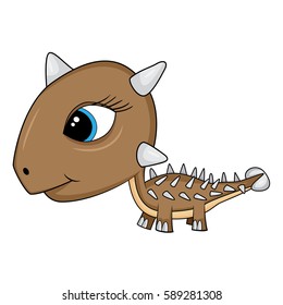 Illustration of Cute Cartoon Baby Ankylosaurus Dinosaur. Vector EPS 8. With Shadow Color/Tone
