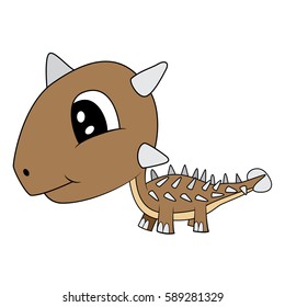 Illustration of Cute Cartoon Baby Ankylosaurus Dinosaur. Vector EPS 8.
