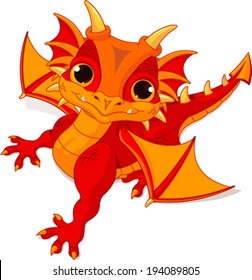 Illustration Cute Cartoon Baby Dragon Stock Vector (Royalty Free ...