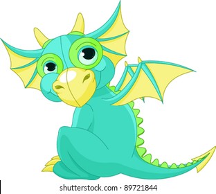 Illustration of Cute Cartoon baby dragon