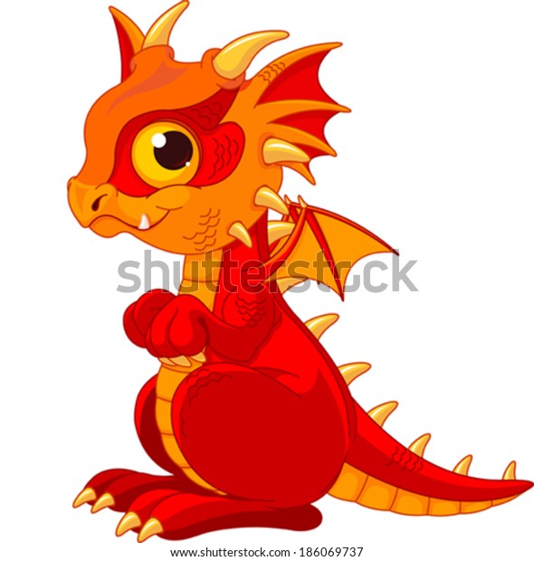 Illustration Cute Cartoon Baby Dragon Stock Vector (Royalty Free ...