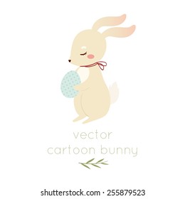 illustration of cute cartoon baby easter bunny on white background 