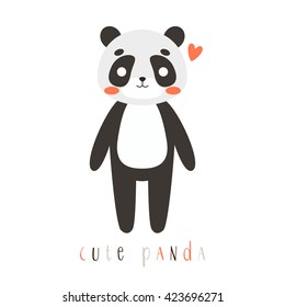 illustration of cute cartoon baby panda on white background. can be used like sticker or for birthday cards and party invitations