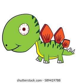 Illustration of Cute Cartoon Baby Stegosaurus Dinosaur. Vector EPS 8.
