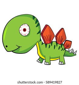 Illustration of Cute Cartoon Baby Stegosaurus Dinosaur. Vector EPS 8.
