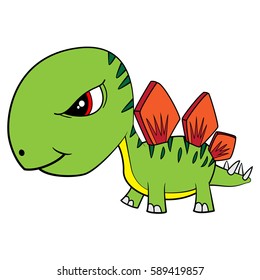 Illustration of Cute Cartoon Baby Stegosaurus Dinosaur. Vector EPS 8.
