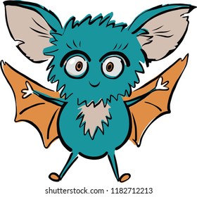 Illustration of cute cartoon bat