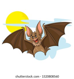 Illustration of cute cartoon bat.