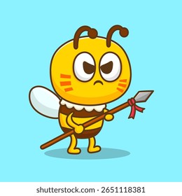 illustration of cute cartoon bee become soldier