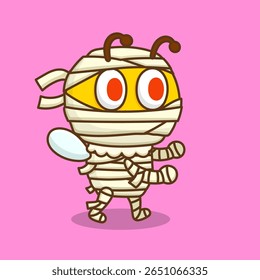 illustration of cute cartoon bee cosplay like a zombie