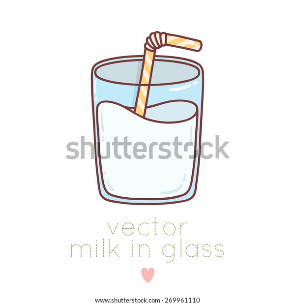 Illustration Cute Cartoon Bottle Milk Straw Stock Vector (Royalty Free ...