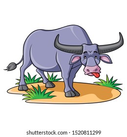 Illustration of cute cartoon buffalo.