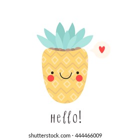 illustration of cute cartoon cactus with funny face in pot. can be used for cards, invitations or like sticker