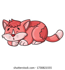 Illustration of cute cartoon cat sleeping.