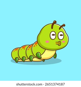 ilustração de lagarta de desenho animado bonito com rosto de sorriso